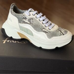 Women White Python Sneakers